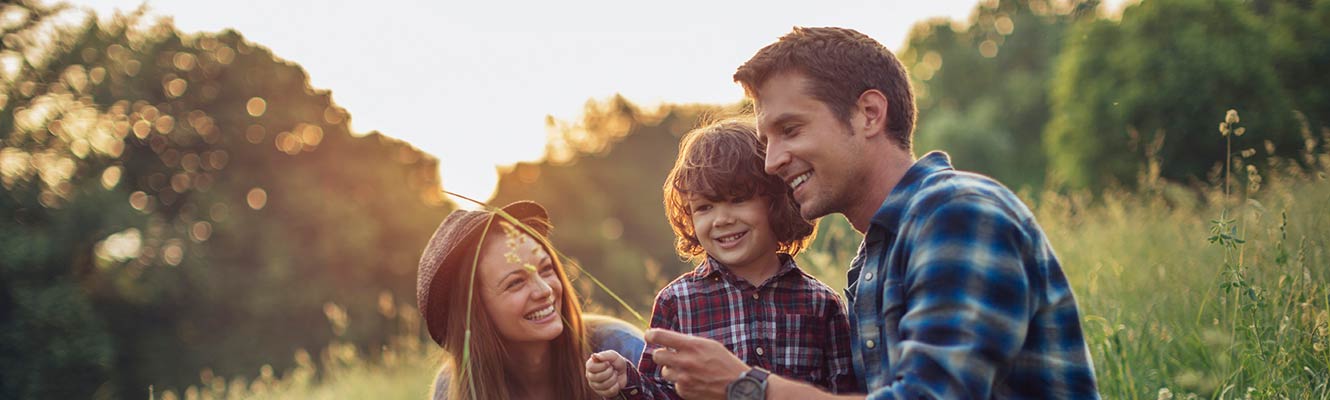 Family in a field