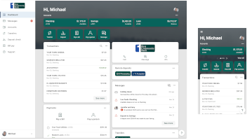example of what the online banking platform looks like on desktop and mobile